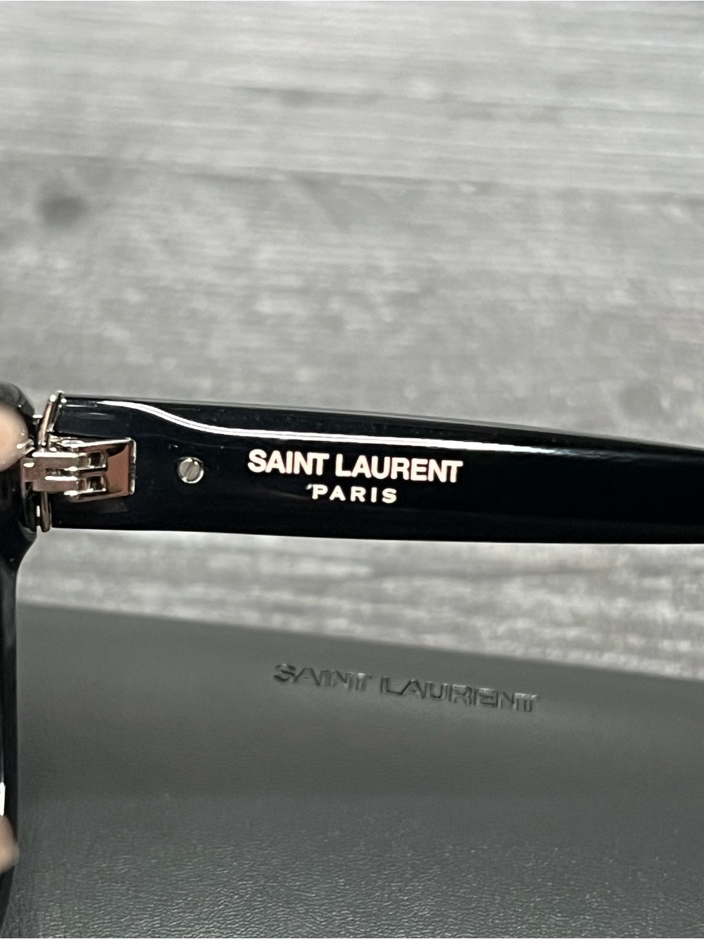Saint Laurent Black Gloss Sunglasses with Silver Accents - Picture 6 of 11